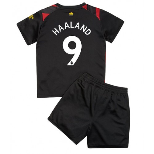 Fotbalové Dres Manchester City Erling Haaland #9 Dětské Venkovní 2022-23 Krátký Rukáv (+ trenýrky)